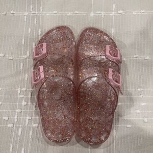 Wonder Nation Girl Pink Glitter Double Buckle Jelly Sandals Size 4